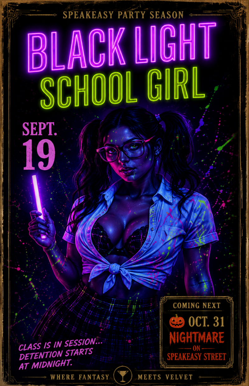 Black Light School Girl