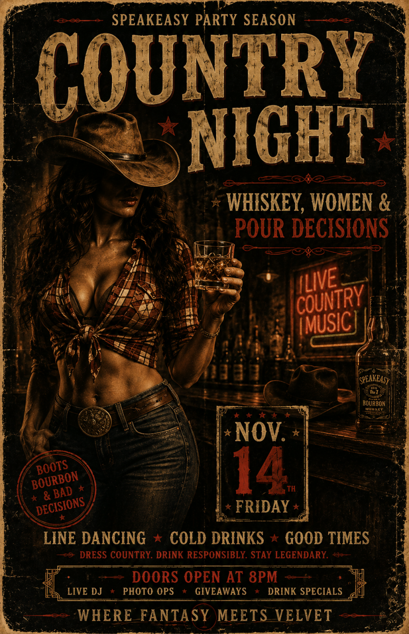 Country Night — Whiskey, Women & Pour Decisions