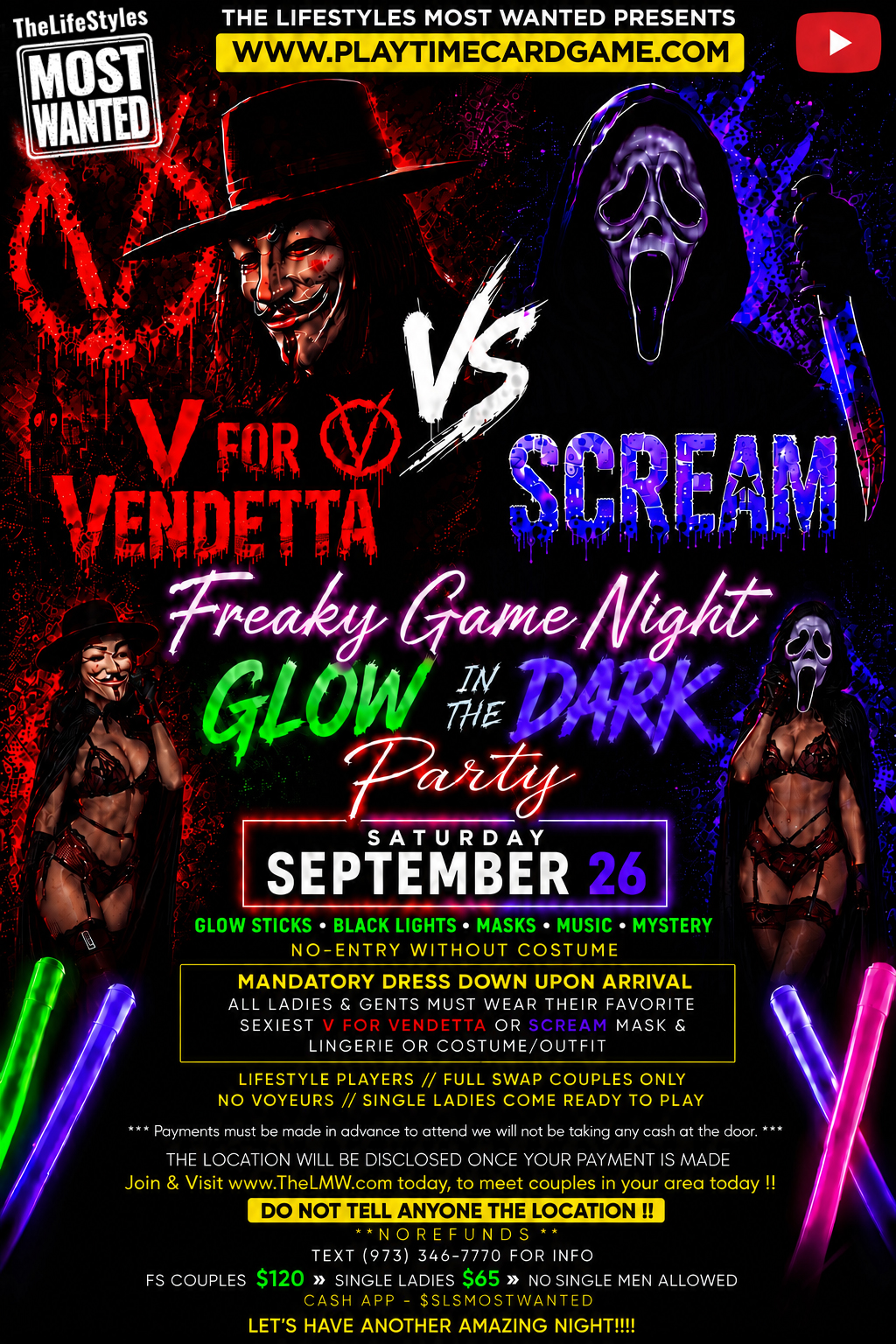 V for Vendetta Vs Scream Glow in the Dark (Freaky Game Night)